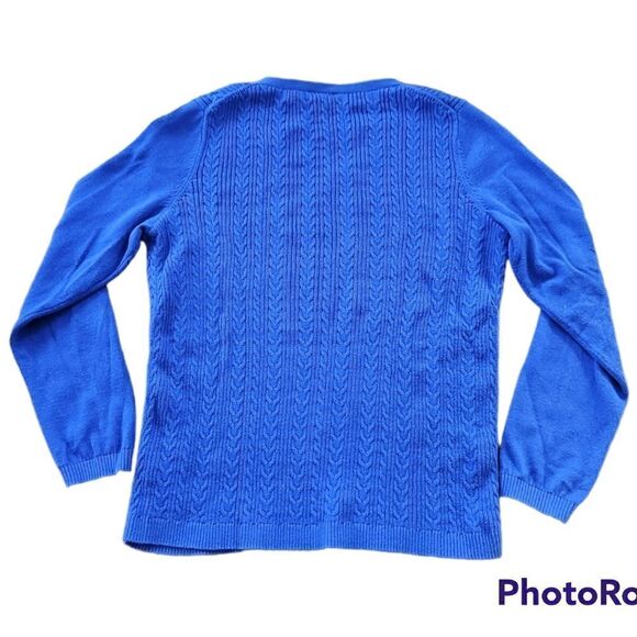Talbots Petite V Neck Cableknit Sweater - Picture 2 of 6